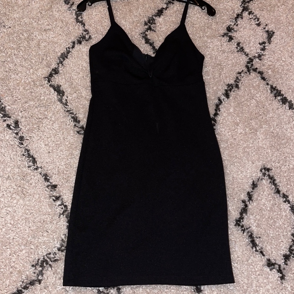 Black zip up mini dress